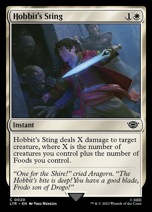 Dard de hobbit (Hobbit's Sting) - The Lord of the Rings: Tales of Middle-earth (#20) - Illustrated by Viko Menezes - Magic: The Gathering Card