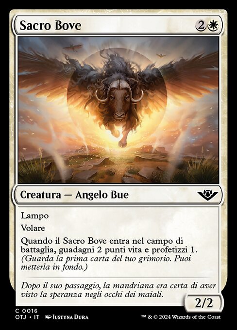 Sacro Bove (Holy Cow) - Outlaws of Thunder Junction (#16) - Illustrated by Justyna Dura - Magic: The Gathering Card