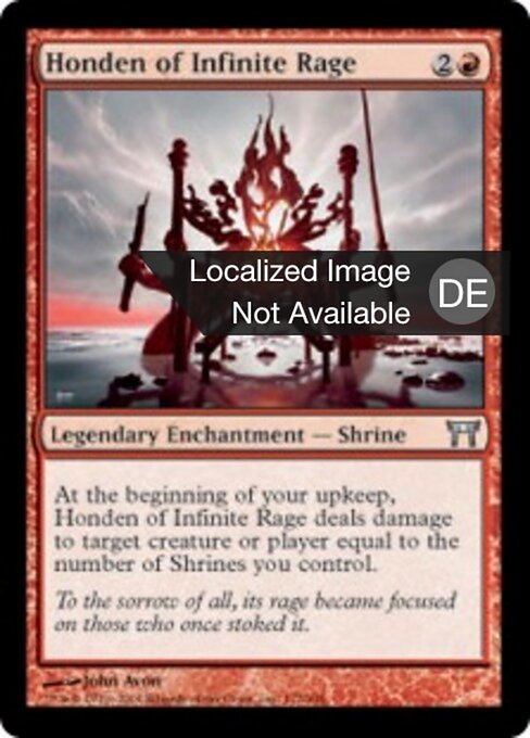 Honden de la ira infinita (Honden of Infinite Rage) - Champions of Kamigawa (#172) - Illustrated by John Avon - Magic: The Gathering Card