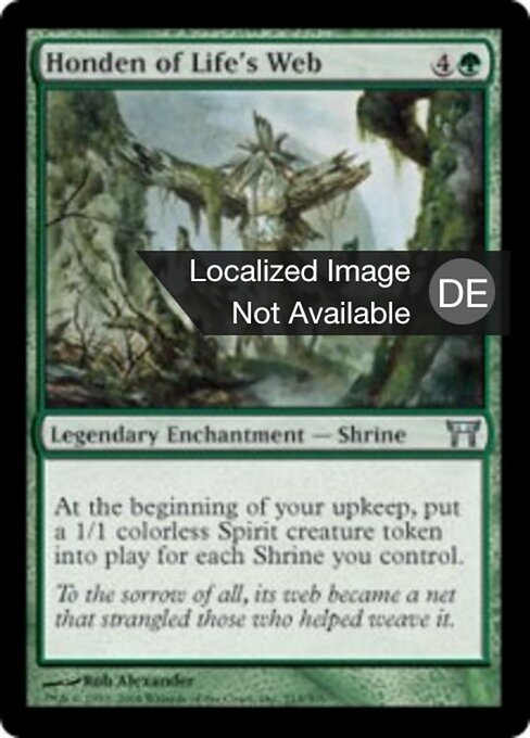 生網の本殿 (Honden of Life's Web) - Champions of Kamigawa (#213) - Illustrated by Rob Alexander - Magic: The Gathering Card