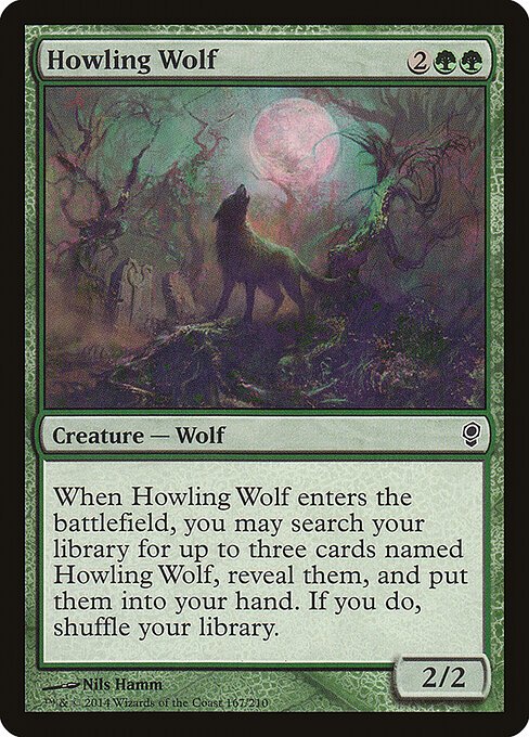遠吠えする狼 (Howling Wolf) - Conspiracy (#167) - Illustrated by Nils Hamm - Magic: The Gathering Card