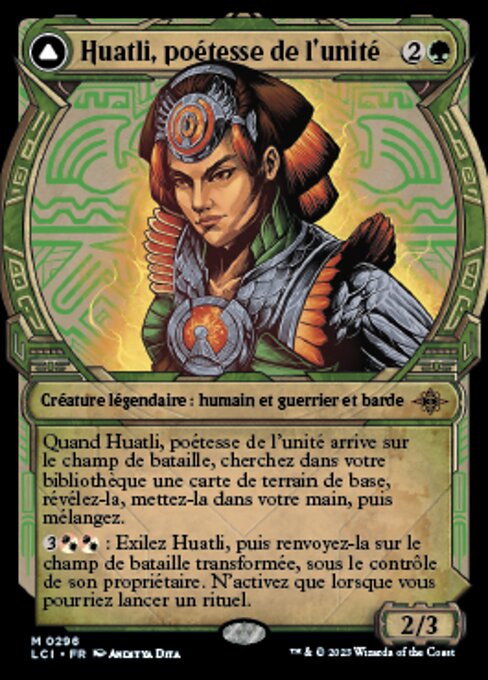Huatli, Poet of Unity // Roar of the Fifth People - The Lost Caverns of Ixalan (#296) - Illustrated by Anditya Dita - Magic: The Gathering Card