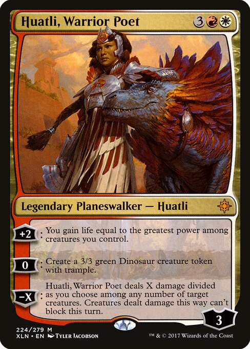 戰士詩人華特莉 (Huatli, Warrior Poet) - Ixalan (#224) - Illustrated by Tyler Jacobson - Magic: The Gathering Card