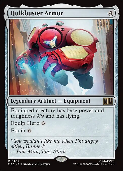 Armadura Hulkbuster (Hulkbuster Armor) - Marvel Super Heroes Commander (#107) - Illustrated by Maxim Ruabtsev - Magic: The Gathering Card