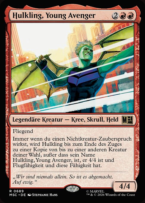 Hulkling, jeune Vengeur (Hulkling, Young Avenger) - Marvel Super Heroes Commander (#689) - Illustrated by Stephanie Hans - Magic: The Gathering Card