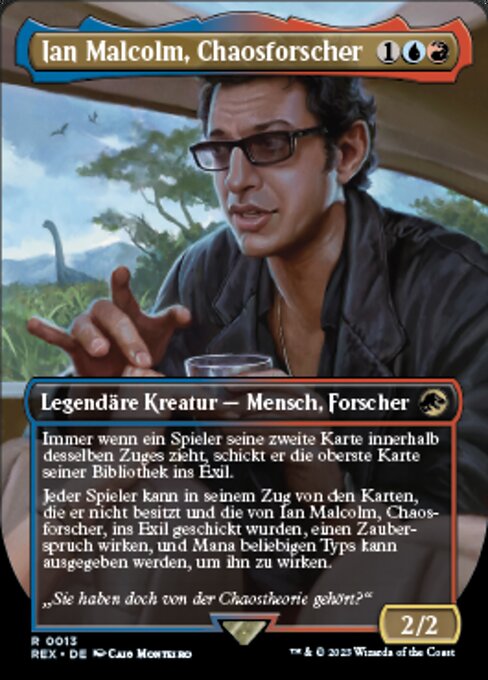 Ian Malcolm, Chaosforscher (Ian Malcolm, Chaotician) - Jurassic World Collection (#13) - Illustrated by Caio Monteiro - Magic: The Gathering Card