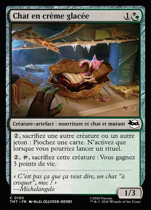 Chat en crème glacée (Ice Cream Kitty) - Teenage Mutant Ninja Turtles (#150) - Illustrated by Maël Ollivier-Henry - Magic: The Gathering Card