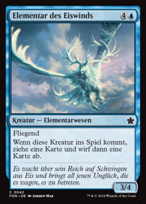 Elemental de viento gélido (Icewind Elemental) - Foundations (#42) - Illustrated by Andrew Mar - Magic: The Gathering Card