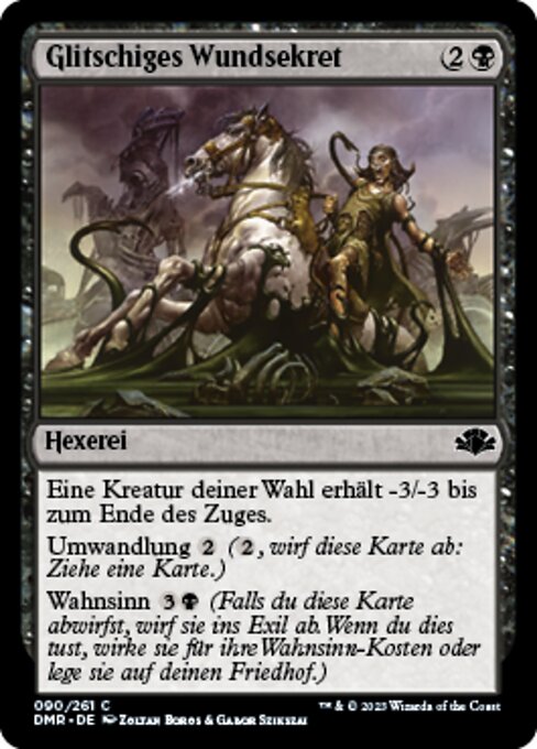 Glitschiges Wundsekret (Ichor Slick) - Dominaria Remastered (#90) - Illustrated by Zoltan Boros & Gabor Szikszai - Magic: The Gathering Card