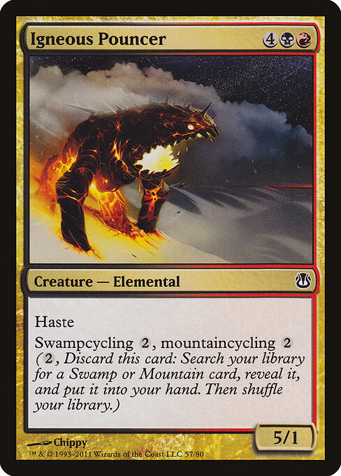 Igneous Pouncer - Duel Decks: Ajani vs. Nicol Bolas (#57) - Illustrated by Chippy - Magic: The Gathering Card