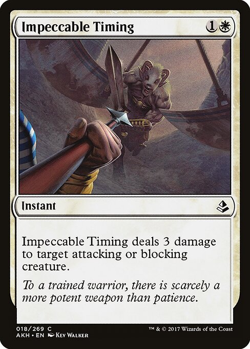 Impeccable Timing - Amonkhet (#18) - Illustrated by Kev Walker - Magic: The Gathering Card