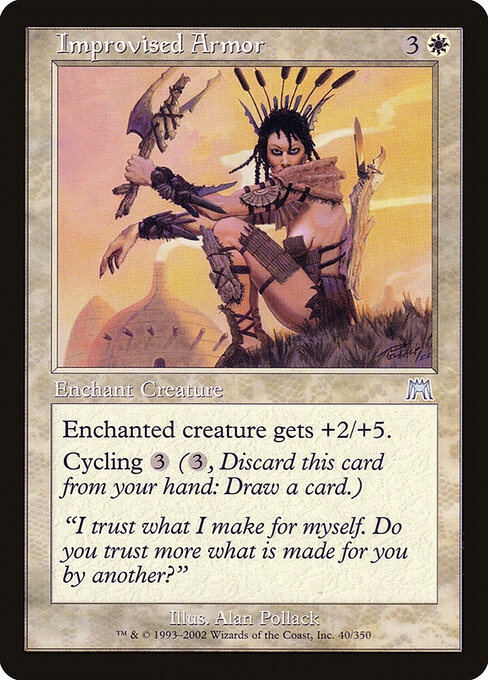 Armatura Improvvisata (Improvised Armor) - Onslaught (#40) - Illustrated by Alan Pollack - Magic: The Gathering Card
