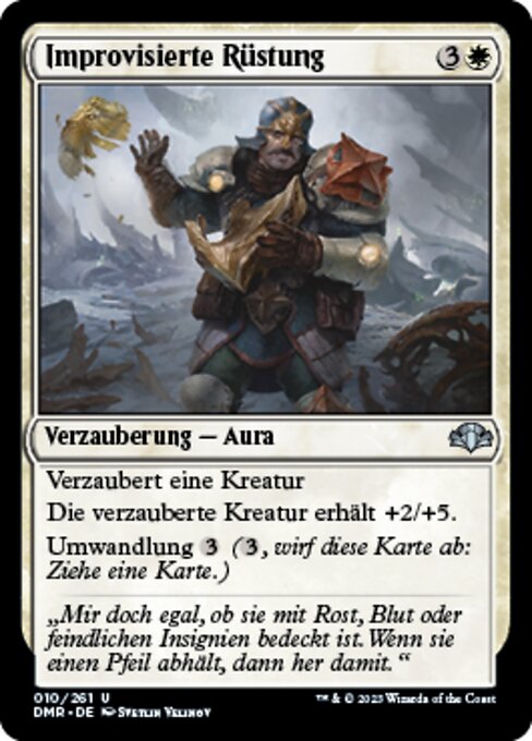 Improvisierte Rüstung (Improvised Armor) - Dominaria Remastered (#10) - Illustrated by Svetlin Velinov - Magic: The Gathering Card