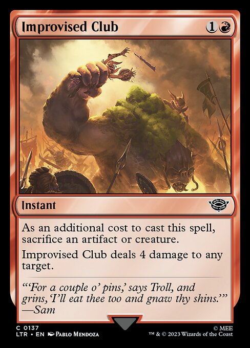 Improvised Club - The Lord of the Rings: Tales of Middle-earth (#137) - Illustrated by Pablo Mendoza - Magic: The Gathering Card