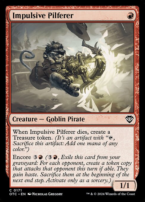 Impulsive Pilferer - Outlaws of Thunder Junction Commander Magic card