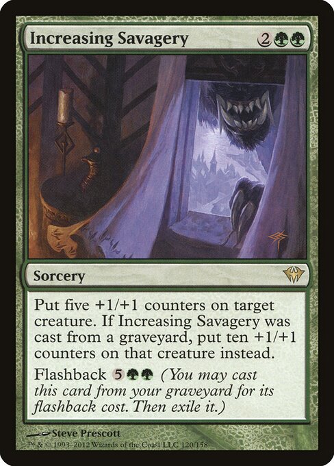Zunehmende Wildheit (Increasing Savagery) - Dark Ascension (#120) - Illustrated by Steve Prescott - Magic: The Gathering Card