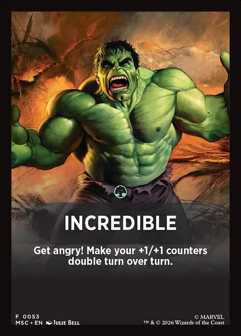 Incredible - Marvel Super Heroes Jumpstart Front Cards (#53) - Illustrated by Julie Bell - Magic: The Gathering Card