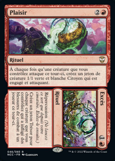 Indulge // Excess - New Capenna Commander (#46) - Illustrated by Gaboleps - Magic: The Gathering Card