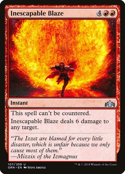 Llamarada ineludible (Inescapable Blaze) - Guilds of Ravnica (#107) - Illustrated by Steve Argyle - Magic: The Gathering Card