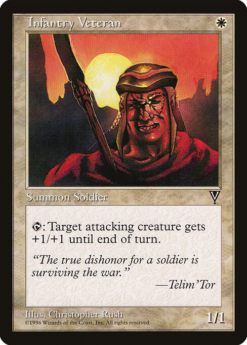 Infantry Veteran - Visions (#9) - Illustrated by Christopher Rush - Magic: The Gathering Card