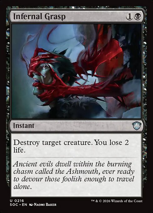 Infernal Grasp - Secrets of Strixhaven Commander (#216) - Illustrated by Naomi Baker - Magic: The Gathering Card