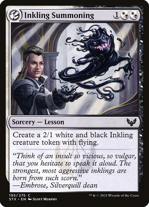 Tintlingsbeschwörung (Inkling Summoning) - Strixhaven: School of Mages (#195) - Illustrated by Scott Murphy - Magic: The Gathering Card