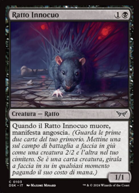 Ratto Innocuo (Innocuous Rat) - Duskmourn: House of Horror (#103) - Illustrated by Maxime Minard - Magic: The Gathering Card