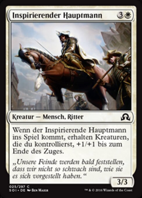 Inspirierender Hauptmann (Inspiring Captain) - Shadows over Innistrad (#25) - Illustrated by Ben Maier - Magic: The Gathering Card