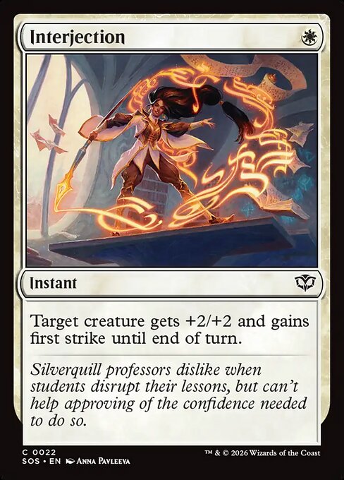 Interjection - Secrets of Strixhaven (#22) - Illustrated by Anna Pavleeva - Magic: The Gathering Card