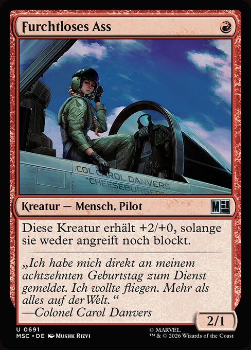 Furchtloses Ass (Intrepid Ace) - Marvel Super Heroes Commander (#691) - Illustrated by Mushk Rizvi - Magic: The Gathering Card
