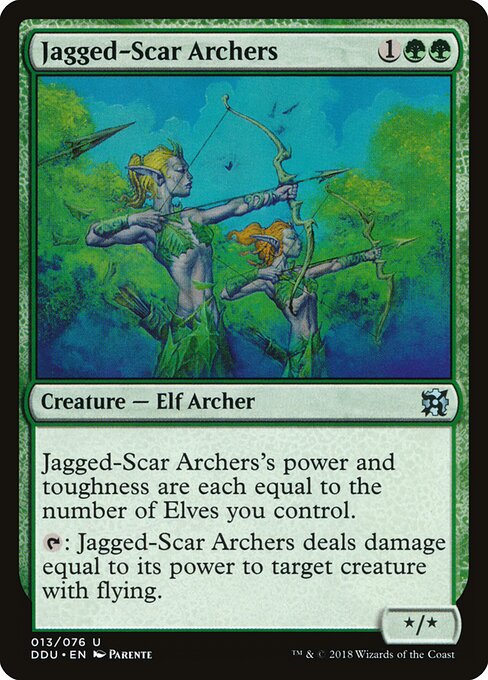 Arcieri della Cicatrice Frastagliata (Jagged-Scar Archers) - Lorwyn (#222) - Illustrated by Paolo Parente - Magic: The Gathering Card