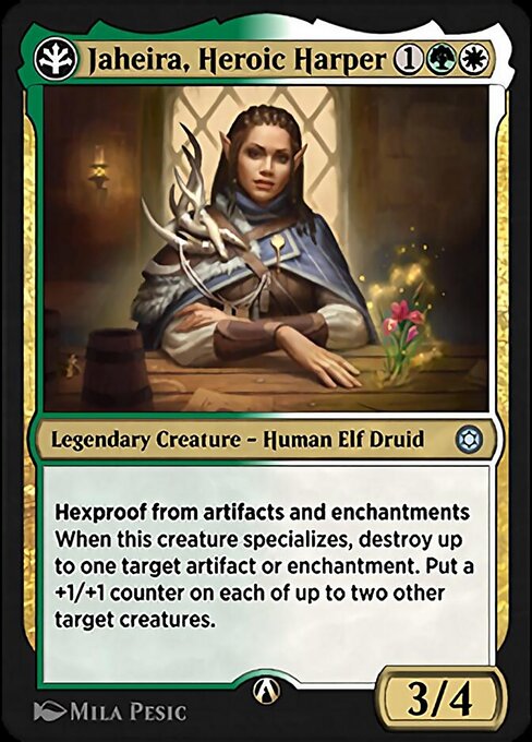 Jaheira, Heroic Harper - Alchemy Horizons: Baldur's Gate (#16w) - Illustrated by Mila Pesic - Magic: The Gathering Card