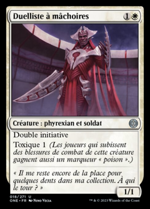 锯骨斗客 (Jawbone Duelist) - Phyrexia: All Will Be One (#18) - Illustrated by Nino Vecia - Magic: The Gathering Card