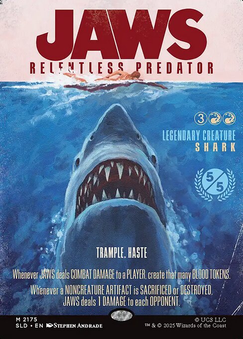 Jaws, Relentless Predator - Secret Lair Drop (#2175) - Illustrated by Stephen Andrade - Magic: The Gathering Card