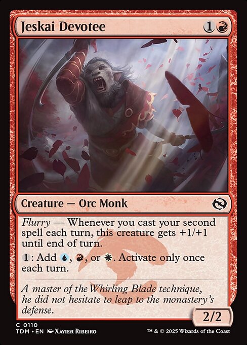 Jeskai-Gläubiger (Jeskai Devotee) - Tarkir: Dragonstorm (#110) - Illustrated by Xavier Ribeiro - Magic: The Gathering Card