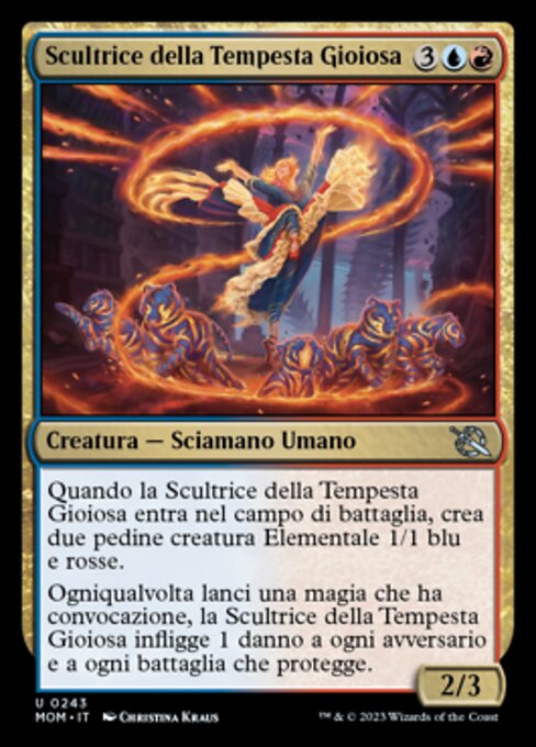 Scultrice della Tempesta Gioiosa (Joyful Stormsculptor) - March of the Machine (#243) - Illustrated by Christina Kraus - Magic: The Gathering Card