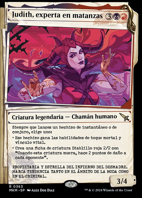 Judith, experta en matanzas (Judith, Carnage Connoisseur) - Murders at Karlov Manor (#363) - Illustrated by Alex Dos Diaz - Magic: The Gathering Card