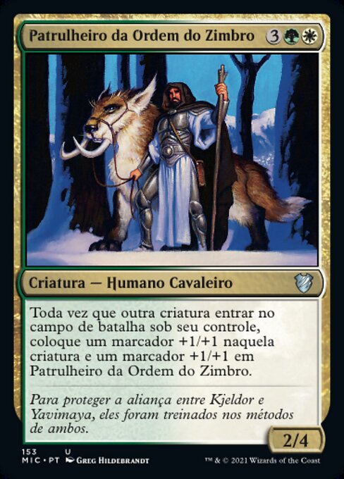 Patrulheiro da Ordem do Zimbro (Juniper Order Ranger) - Midnight Hunt Commander (#153) - Illustrated by Greg Hildebrandt - Magic: The Gathering Card