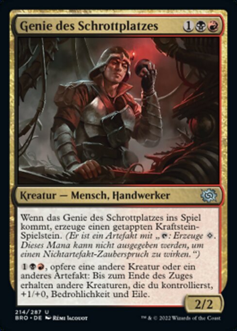 Genie des Schrottplatzes (Junkyard Genius) - The Brothers' War (#214) - Illustrated by Rémi Jacquot - Magic: The Gathering Card