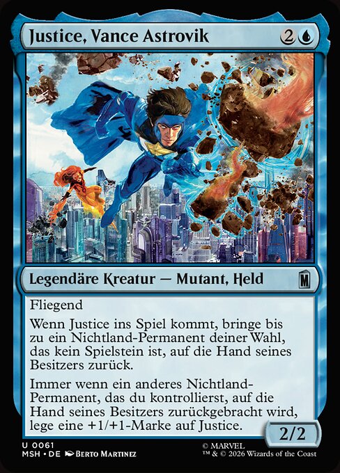 Justice, Vance Astrovik - Marvel Super Heroes (#61) - Illustrated by Berto Martinez - Magic: The Gathering Card