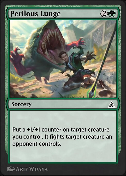 Perilous Lunge (Kapow!) - Through the Omenpaths (#111) - Illustrated by Arif Wijaya - Magic: The Gathering Card