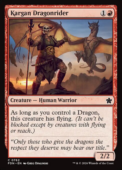 Kargan Dragonrider - Foundations (#762) - Illustrated by Greg Opalinski - Magic: The Gathering Card