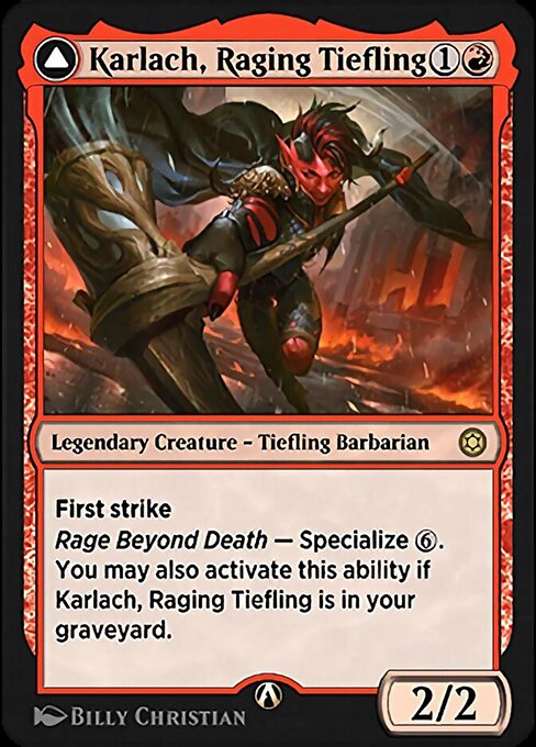 Karlach, Raging Tiefling - Alchemy Horizons: Baldur's Gate (#14) - Illustrated by Billy Christian - Magic: The Gathering Card