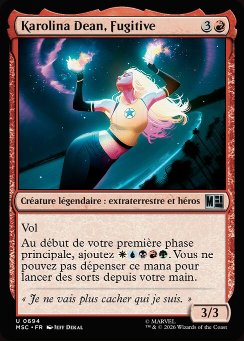 Karolina Dean, Fugitive (Karolina Dean, Runaway) - Marvel Super Heroes Commander (#694) - Illustrated by Jeff Dekal - Magic: The Gathering Card