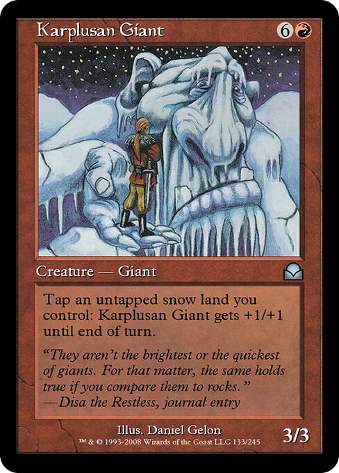 Karplusanischer Riese (Karplusan Giant) - Ice Age (#196) - Illustrated by Daniel Gelon - Magic: The Gathering Card