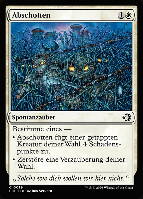 Abschotten (Keep Out) - Lorwyn Eclipsed (#19) - Illustrated by Ron Spencer - Magic: The Gathering Card