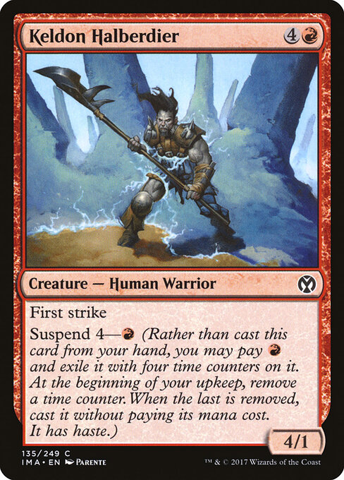ケルドの矛槍兵 (Keldon Halberdier) - Iconic Masters (#135) - Illustrated by Paolo Parente - Magic: The Gathering Card