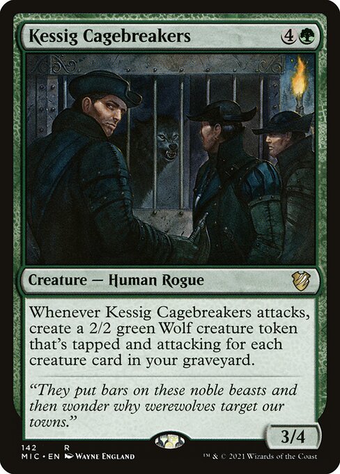 Kessig Cagebreakers - Midnight Hunt Commander (#142) - Illustrated by Wayne England - Magic: The Gathering Card