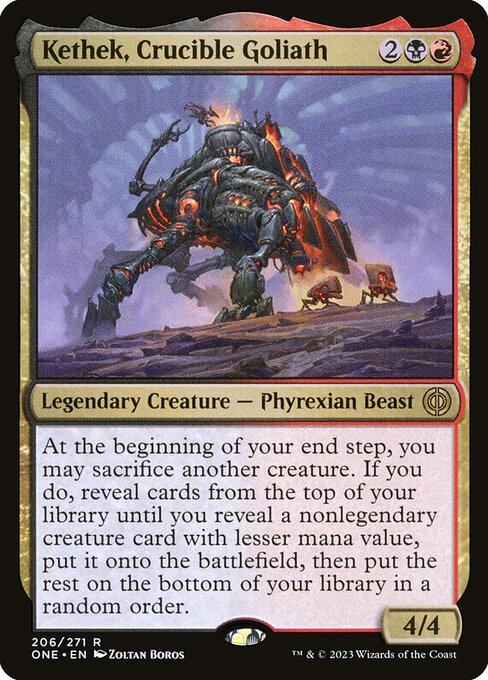 Kethek, Crucible Goliath - Phyrexia: All Will Be One (#206) - Illustrated by Zoltan Boros - Magic: The Gathering Card