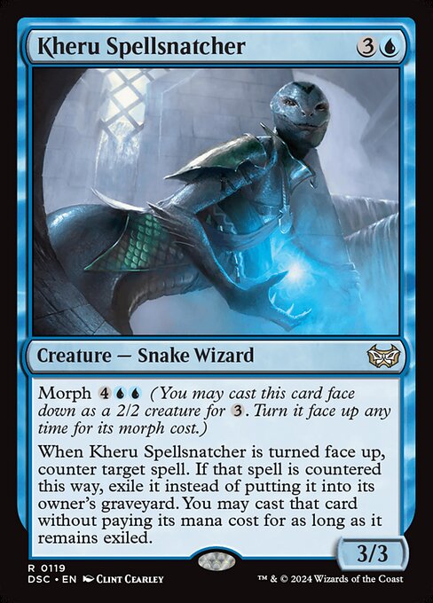 Kheru Spellsnatcher - Duskmourn: House of Horror Commander (#119) - Illustrated by Clint Cearley - Magic: The Gathering Card